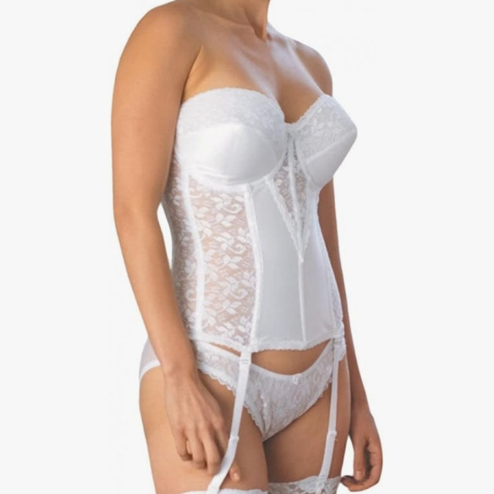 Carnival Womens Full Figure Lace Corset Bra Removeable Garters New w/ Tags!